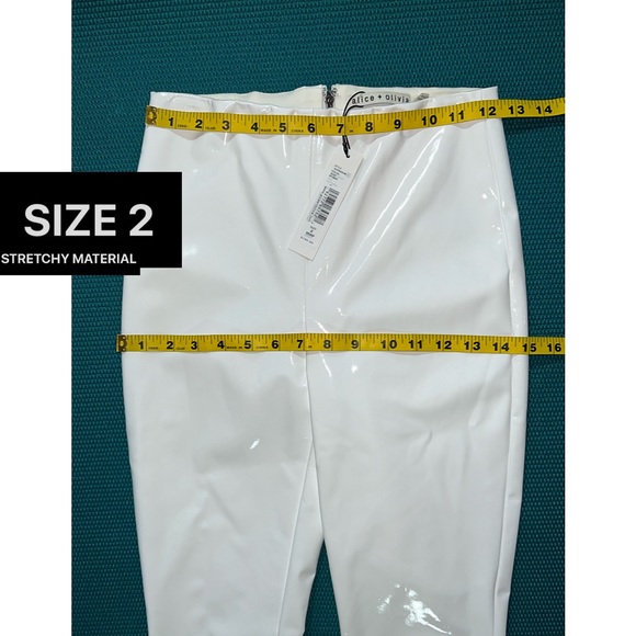 Alice + Olivia Maddox Vegan Leather Off White Skinny Legging Pant - Picture 8 of 16